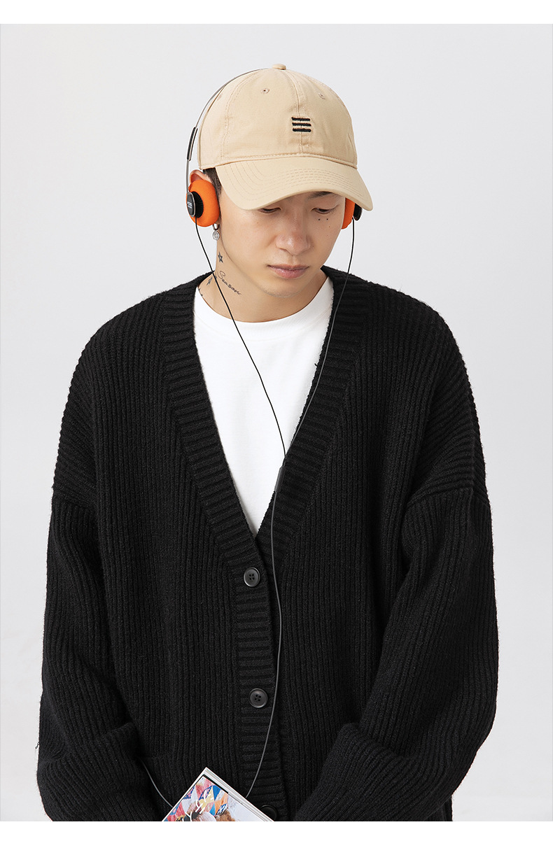 メンズ カーディガン  メンズ 秋冬 厚手ニットカーディガン 無地 全4色