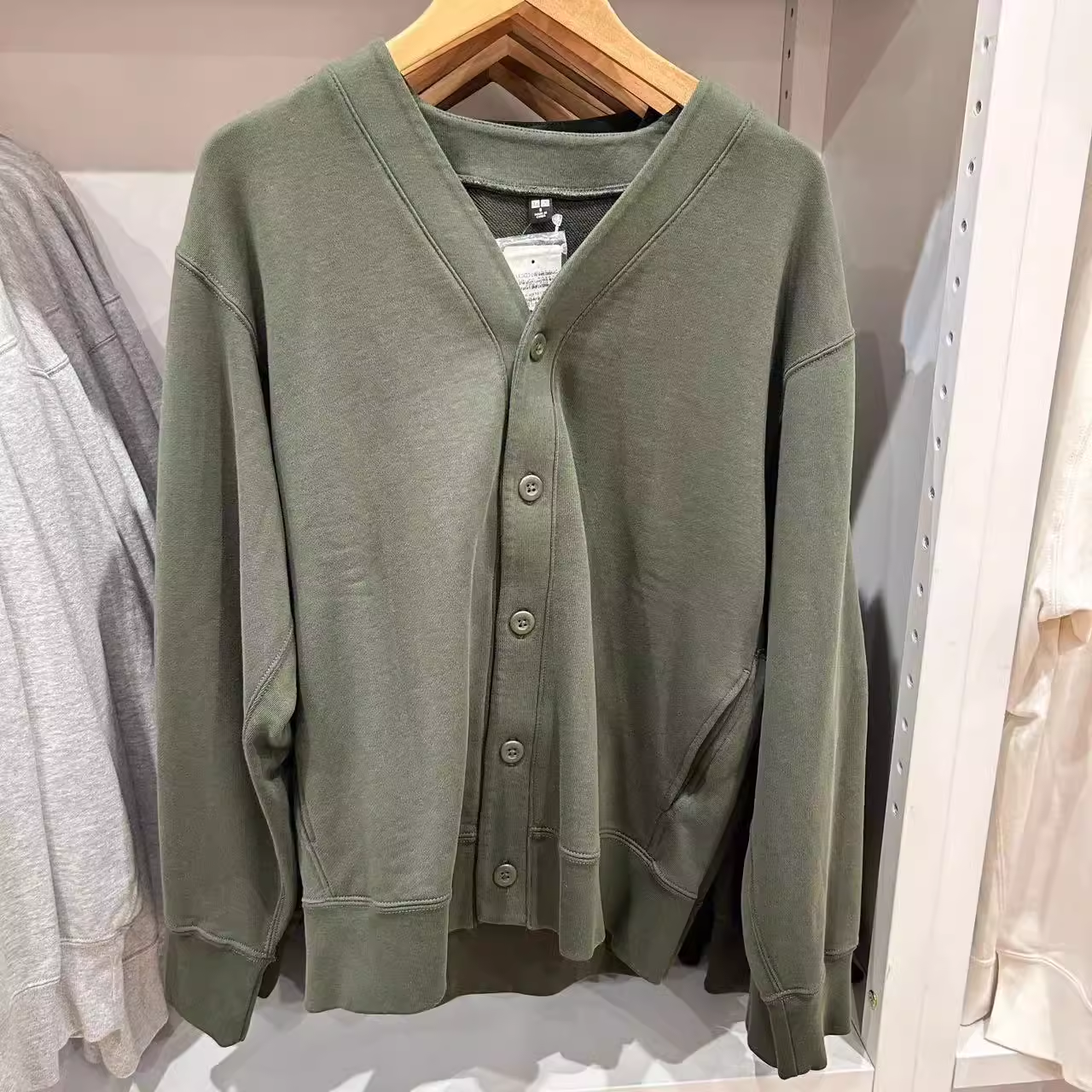 カーディガン メンズ ゆったりシルエット ノーカラーカーディガン