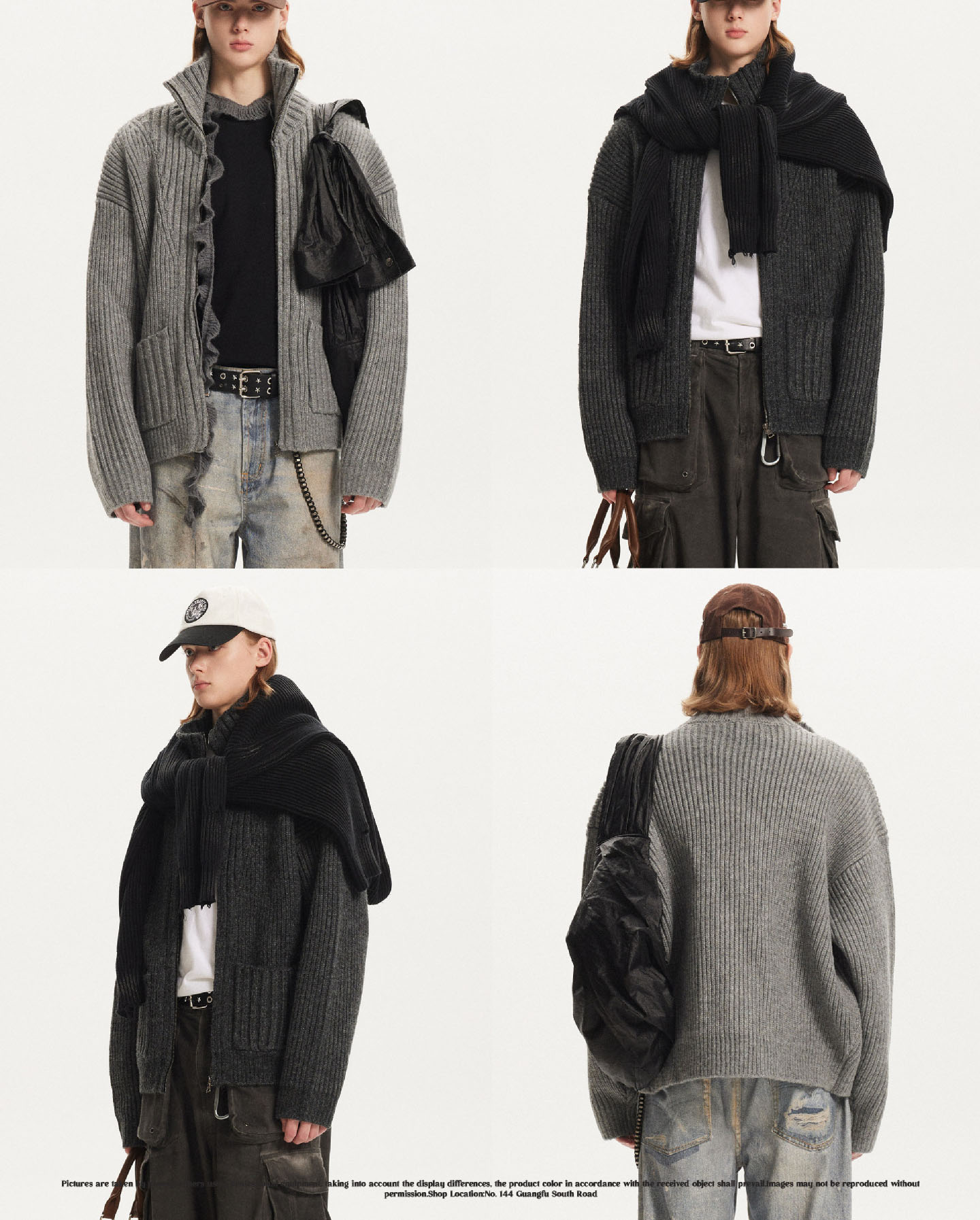 メンズ カーディガン  メンズ ニット カーディガン ジップアップ 秋冬 全2色