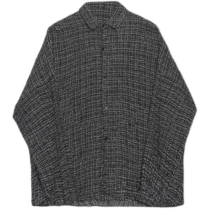 メンズ カーディガン  ツイード調ショールカラーオーバーサイズ羽織