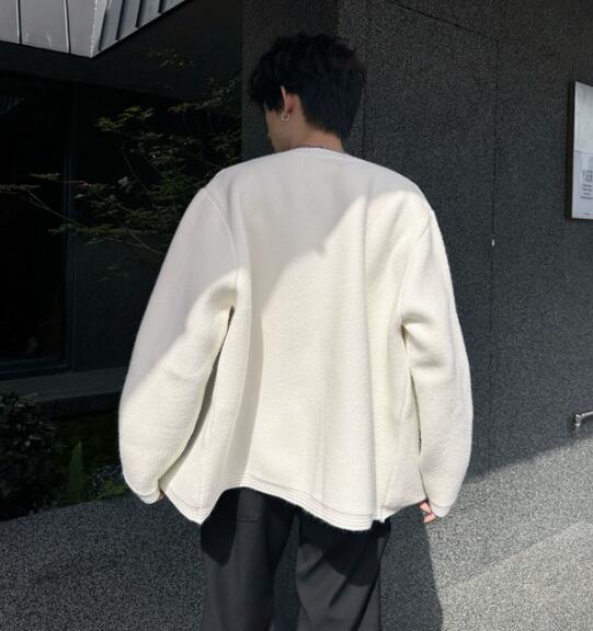 メンズ カーディガン  メンズ ニット カーディガン 襟なし ボタン付き 秋冬