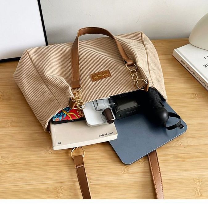 ビジネスバッグ レディース 洗練コーデュロイビジネストート
