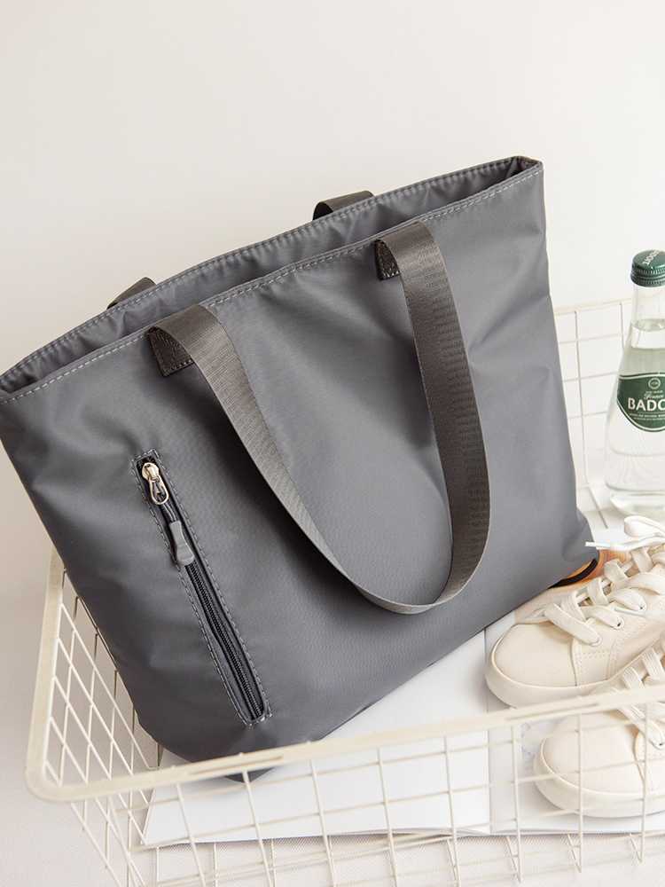 ビジネスバッグ レディース シンプル防水トート 外ポケット付き 軽量通勤鞄