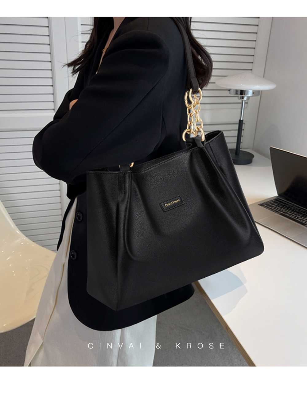 ビジネスバッグ レディース 上品チェーンハンドル 大容量トートバッグ