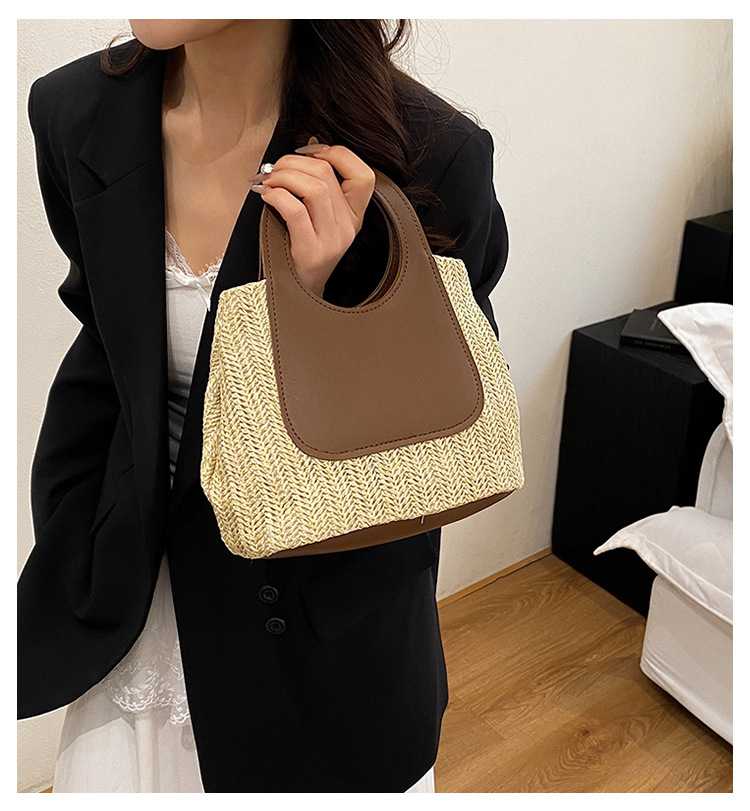 ビジネスバッグ レディース 夏素材ミニ丸手持ちかごバッグ