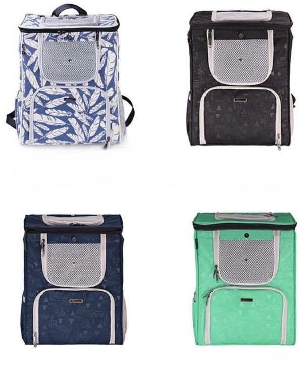 猫キャリーバッグ 羽根柄通気性抜群猫用リュック型キャリーバッグ