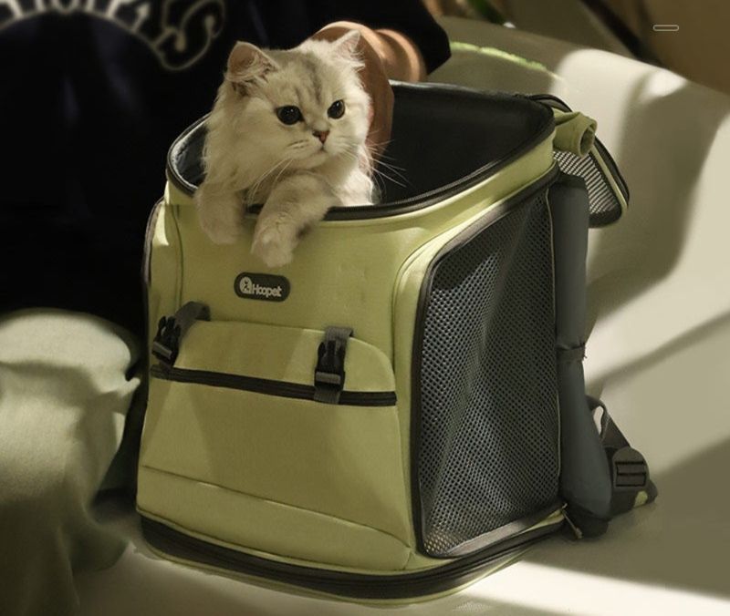 猫キャリーバッグ 拡張式メッシュ窓付き猫用リュック型キャリーバッグ