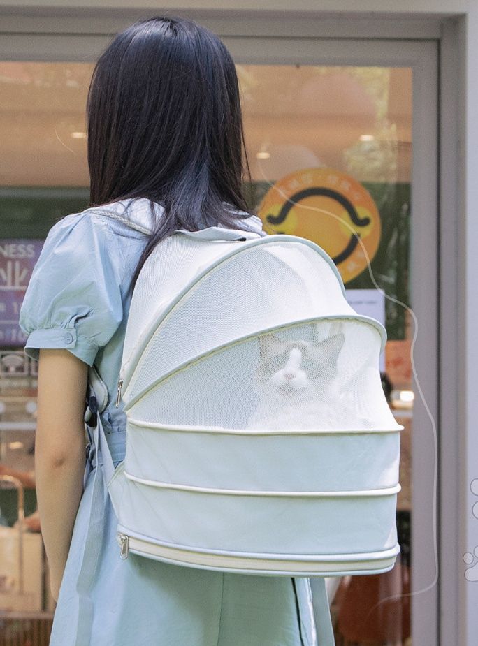 猫キャリーバッグ 拡張式通気性抜群猫用リュック型キャリーバッグ