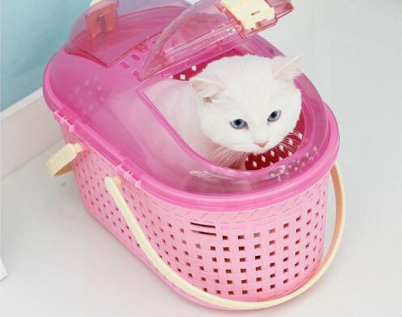 猫キャリーバッグ 上開き透明窓付き通気性抜群猫用キャリーバスケット