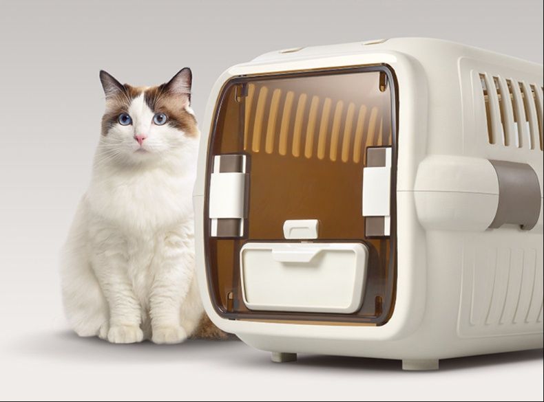 猫キャリーバッグ 飛行機対応上開き天窓付き猫用ハードキャリー
