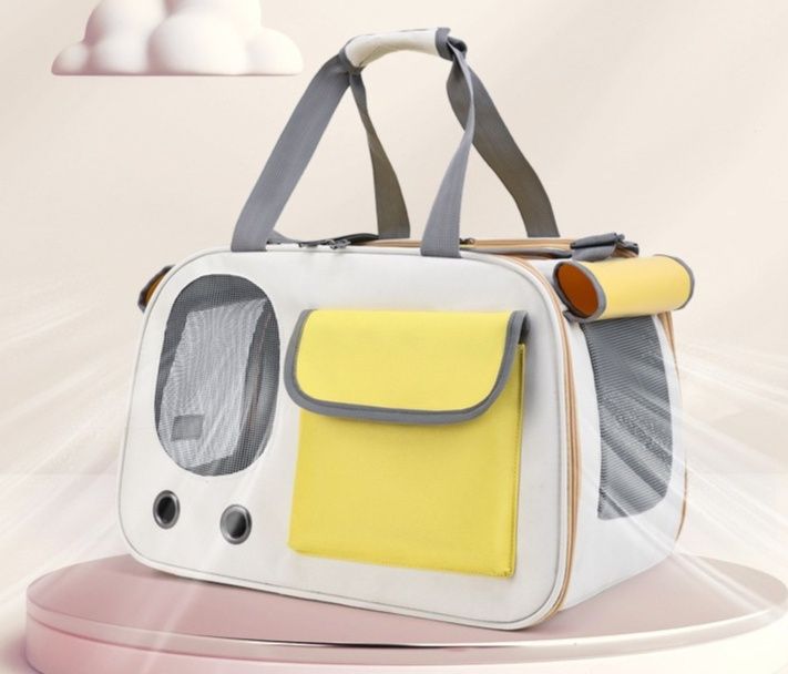 猫キャリーバッグ 通気窓付き大容量収納ポケット猫用手提げバッグ