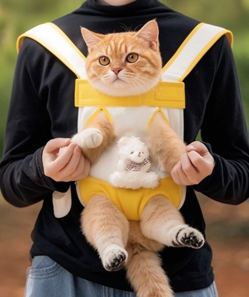 猫キャリーバッグ 通気性抜群両手フリー猫用肩掛けスリングバッグ