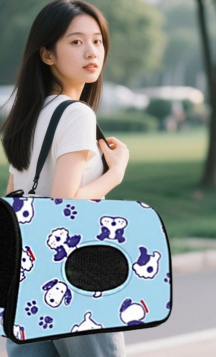 猫キャリーバッグ 可愛い柄入り通気性抜群ショルダー型ペット用お出かけバッグ