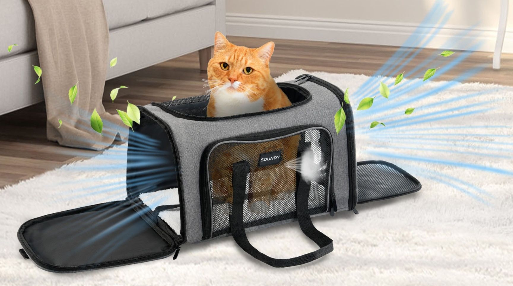 猫キャリーバッグ 通気性抜群メッシュ窓付き多機能ショルダー型猫用キャリー