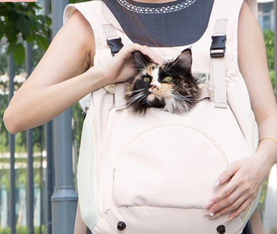 猫キャリーバッグ 猫用前抱きリュック型キャリーバッグ背負い式