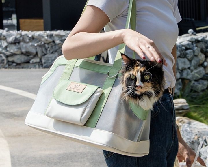 猫用ショルダーキャリーバッグ 顔出し口付き