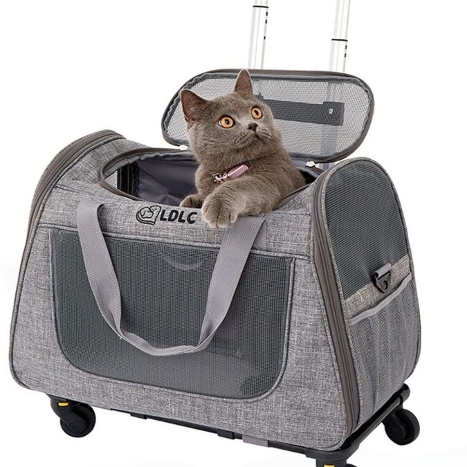 猫キャリーバッグ キャスター付き猫キャリーバッグ 伸縮ハンドル付き旅行用