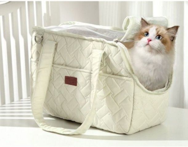 猫キャリーバッグ 編み込みキルト大きめ猫キャリーバッグ手提げトート