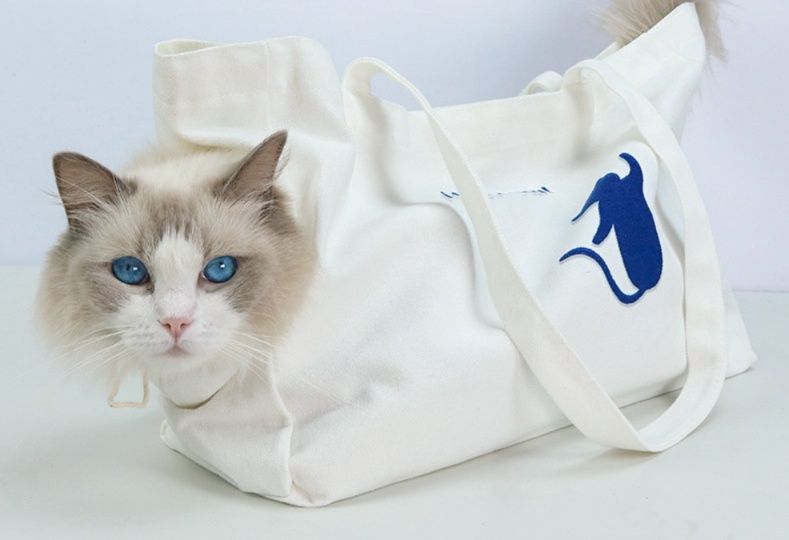 猫キャリーバッグ 猫用帆布素材ショルダートートキャリーバッグ