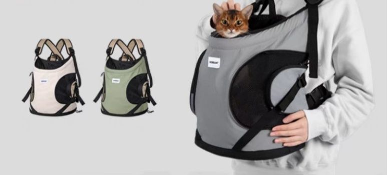  猫用前抱き式スリング付き軽量猫キャリーバッグ
