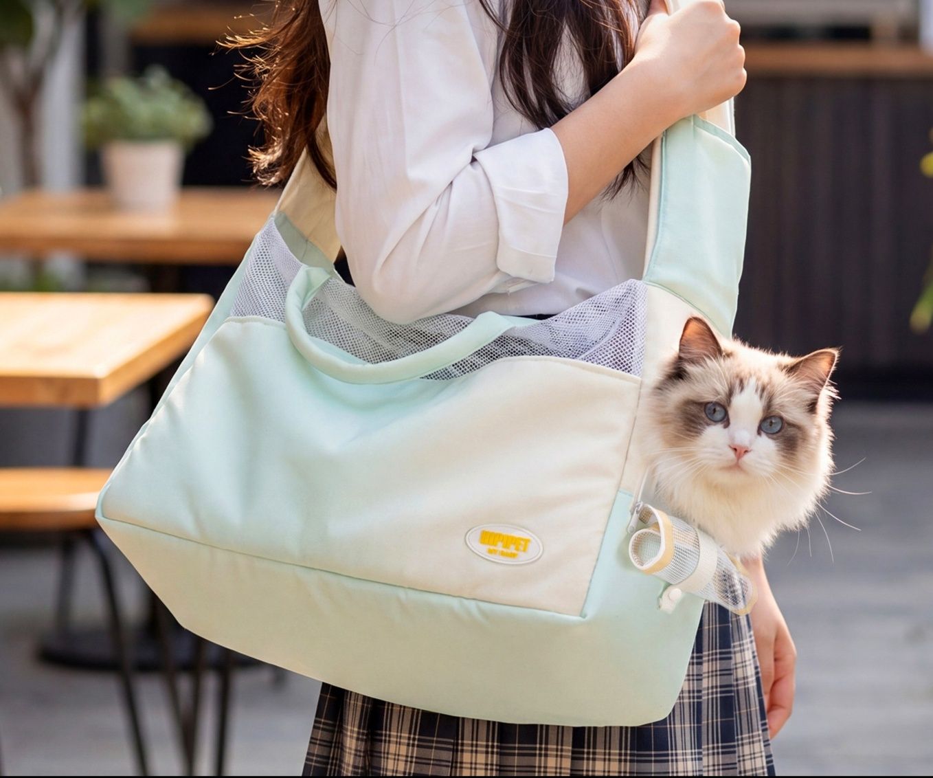 猫キャリーバッグ 通気性抜群の軽量猫用ショルダートートバッグ