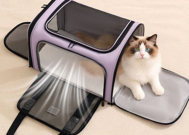 猫キャリーバッグ 通気メッシュ窓付き折りたたみ猫用ソフトキャリーバッグ