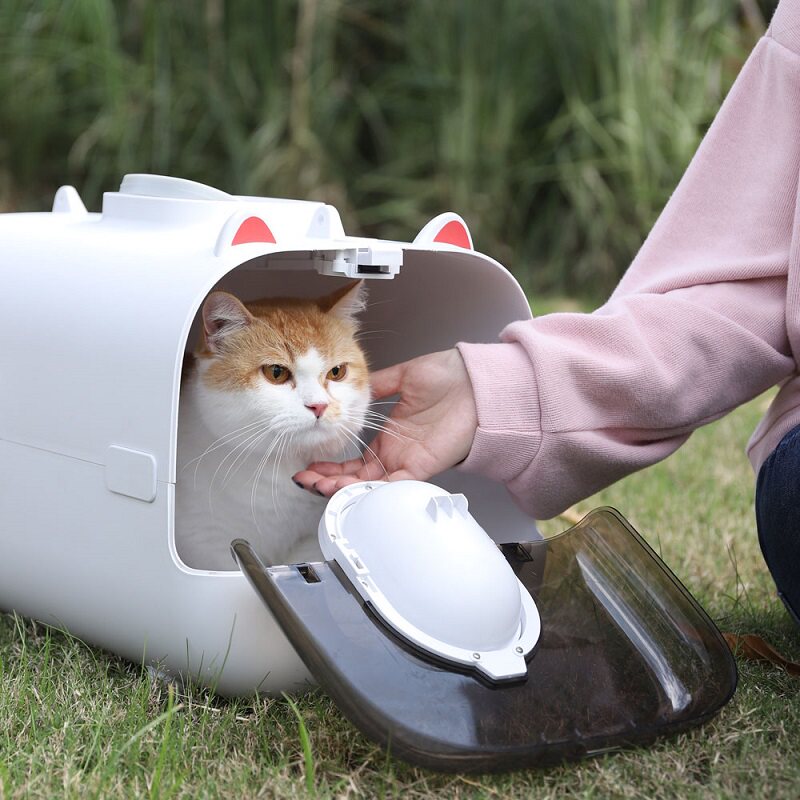 猫キャリーバッグ 猫耳付き換気扇搭載ハードキャリーバッグ