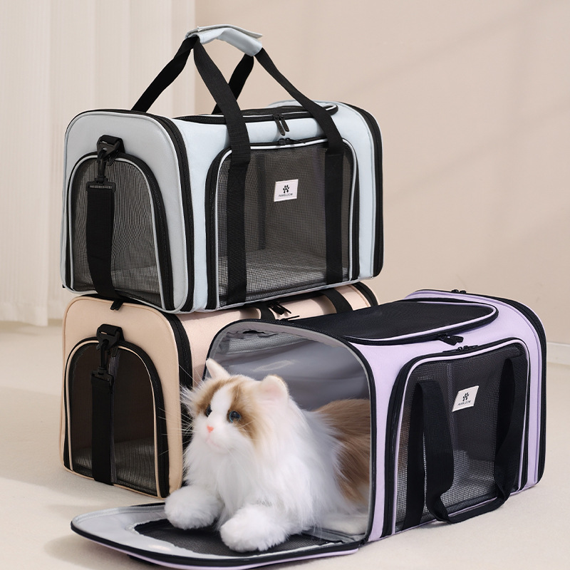 猫キャリーバッグ 通気メッシュ窓付き折りたたみ猫用キャリーバッグ