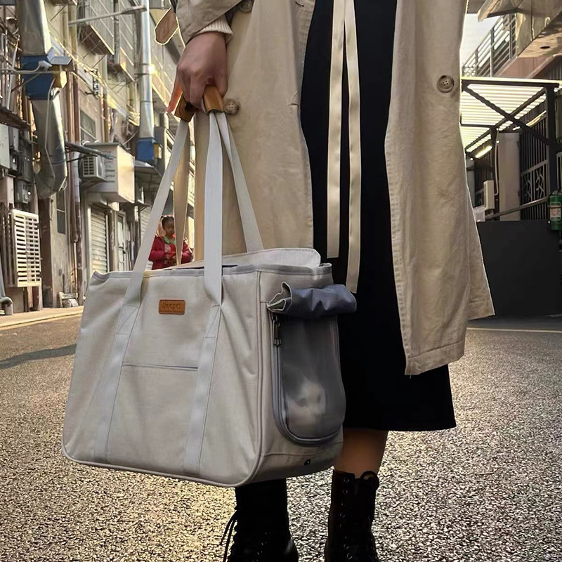 猫キャリーバッグ 透明窓付き手提げ型猫用お出かけバッグ