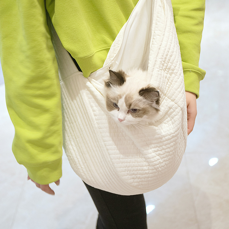 猫キャリーバッグ やわらか素材の猫用スリングショルダーバッグ