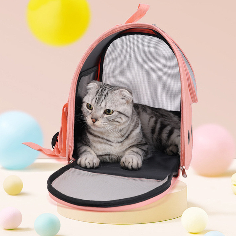 猫キャリーバッグ 通気性抜群メッシュ窓付き猫用背負いキャリーリュック