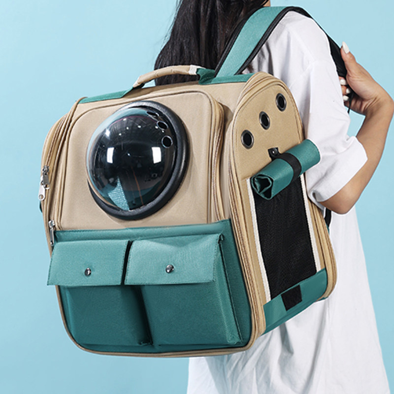 猫キャリーバッグ 宇宙窓付き拡張型猫用リュック通気性抜群