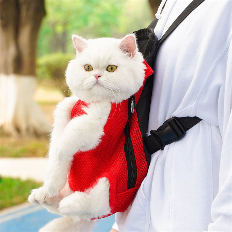 猫キャリーバッグ メッシュ素材の猫用抱っこリュック型キャリーバッグ