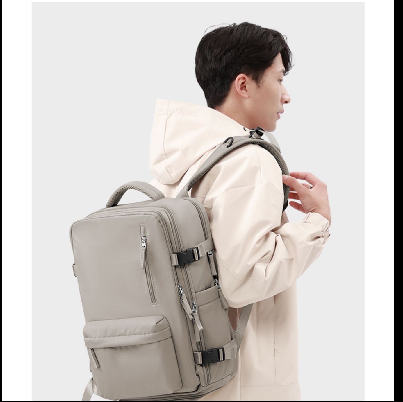 キャリーオンバッグ 多機能収納マルチポケットリュック