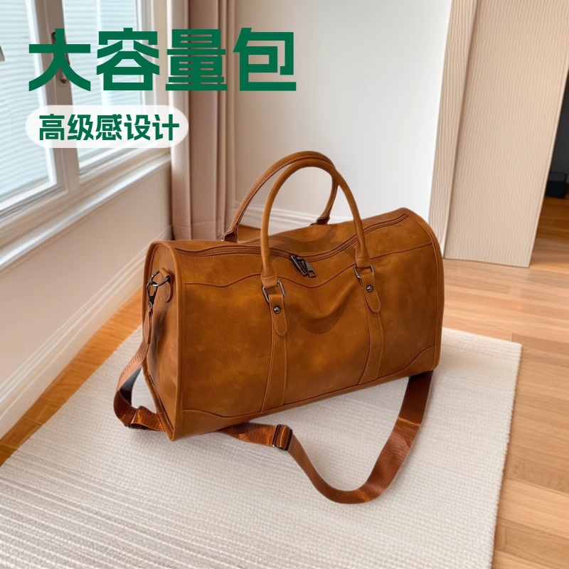 キャリーオンバッグ 大容量合成革調ボストンバッグ旅行鞄