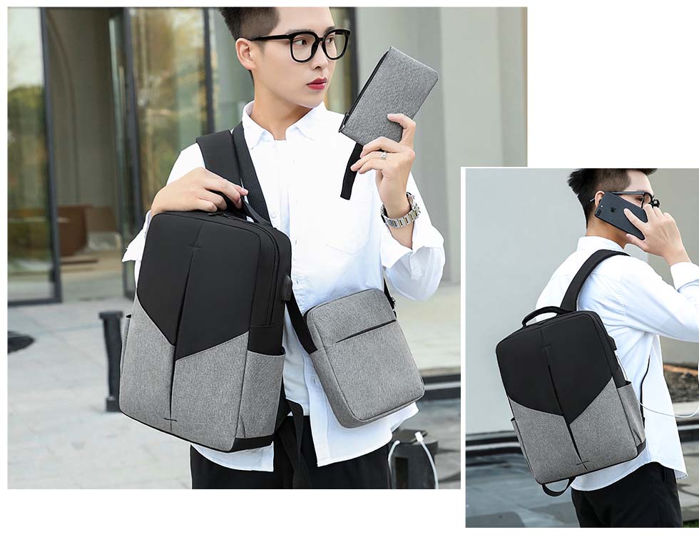 キャリーオンバッグ 多機能ビジネスリュック三点セット大容量