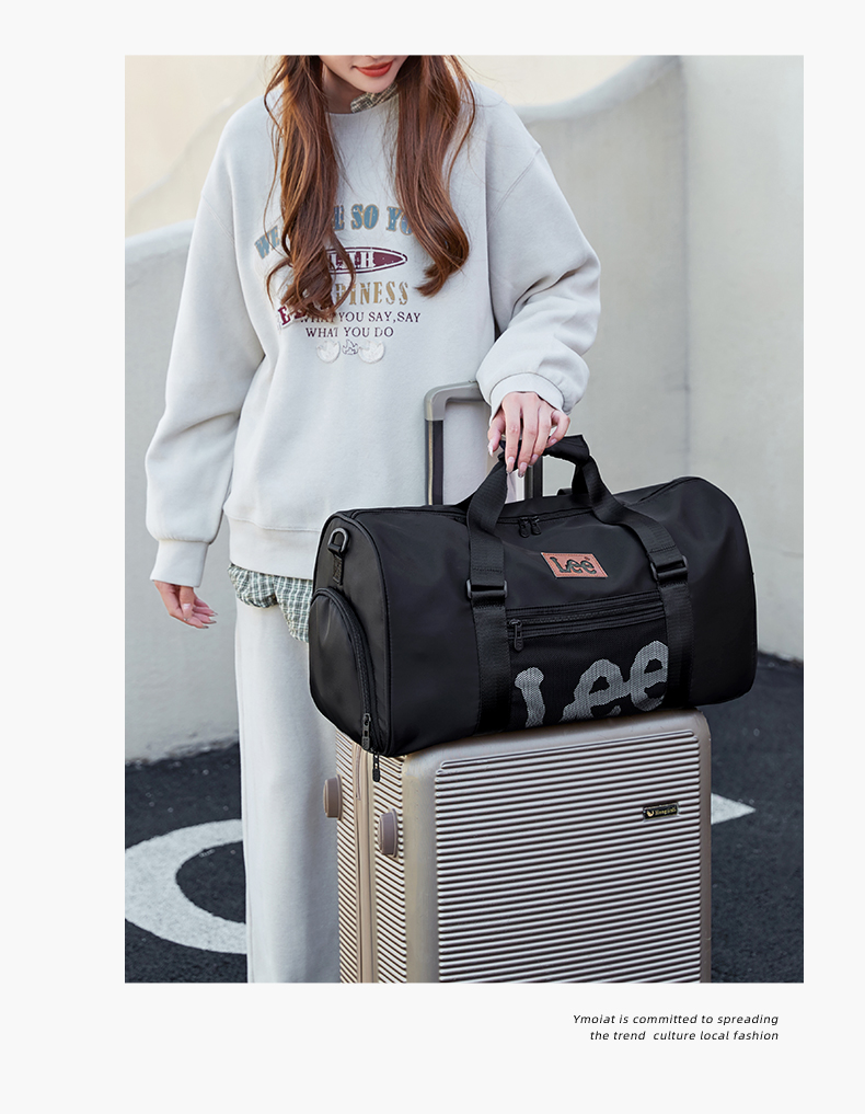 キャリーオンバッグ シンプル円筒型旅行ボストンバッグ