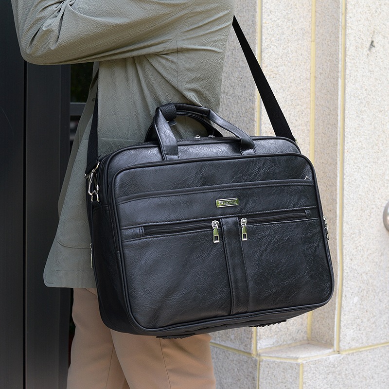 キャリーオンバッグ 多機能フェイクレザービジネス大容量 ショルダーバッグ