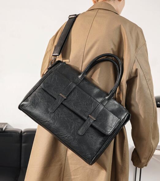 キャリーオンバッグ 男性用合成皮革ショルダー付きハンドバッグ