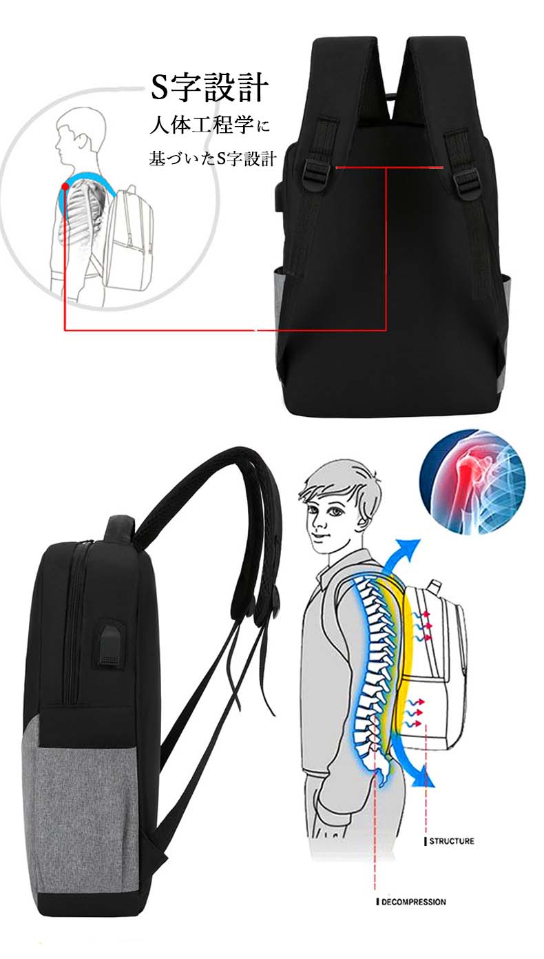 キャリーオンバッグ 多機能ビジネスリュック三点セット大容量