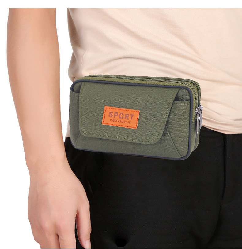 ボディバッグ 男女兼用撥水加工帆布ウエストポーチ大容量多機能