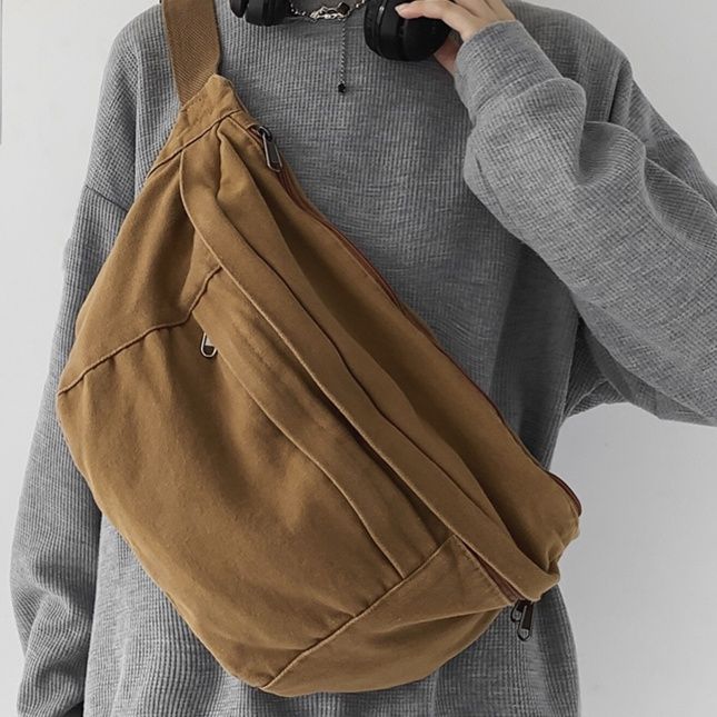 ボディバッグ シンプル帆布ボディーバッグ