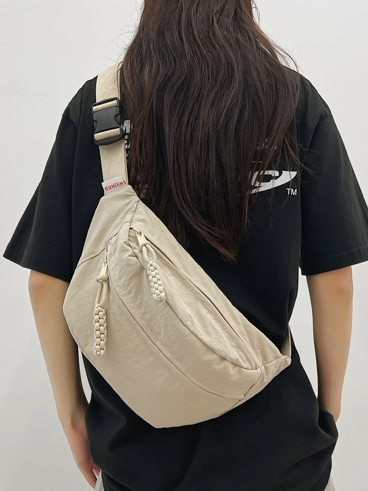 ボディバッグ 編み飾り付き 斜め掛けボディバッグ