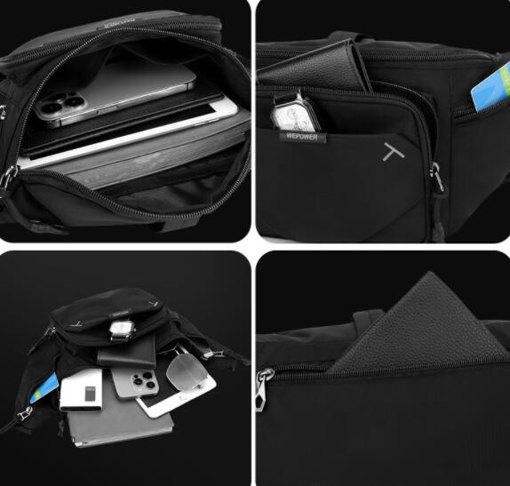 メンズ撥水ウエストバッグ多機能ボディバッグ