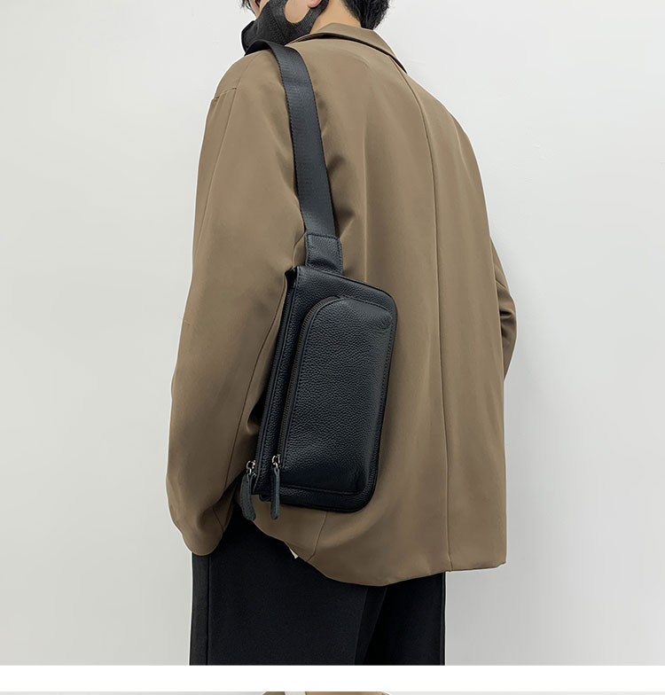 ボディバッグ シンプル上質レザーワンショルダーボディバッグ