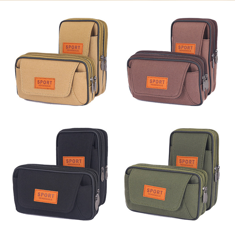 ボディバッグ 男女兼用撥水加工帆布ウエストポーチ大容量多機能