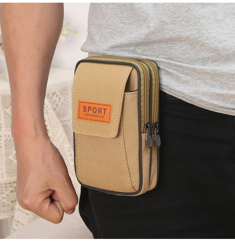 ボディバッグ 男女兼用撥水加工帆布ウエストポーチ大容量多機能