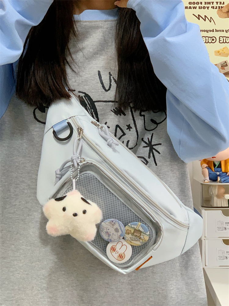 ボディバッグ メッシュポケット付き 甘ふわマスコットバッグ