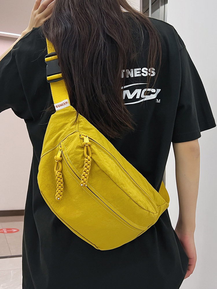 ボディバッグ 編み飾り付き 斜め掛けボディバッグ