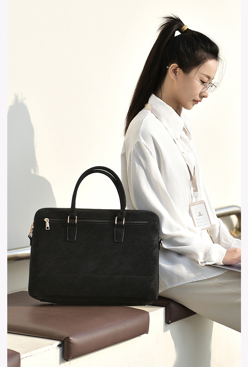 パソコンケース 上質合成皮革の二層式ビジネスパソコンケース
